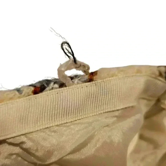 Talbots Wool Blend Cream Blue Tan Textured Skirt Hidden Side Zip Size 8 - Picture 6 of 9